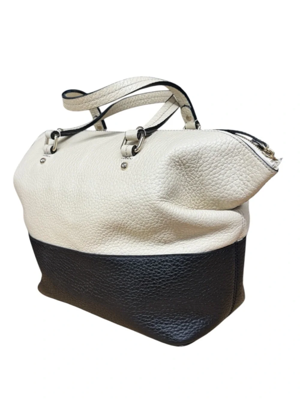Kate Spade Grove Court Blaine Black Cream Pebbled Leather Purse/Bag/Tote/Satchel